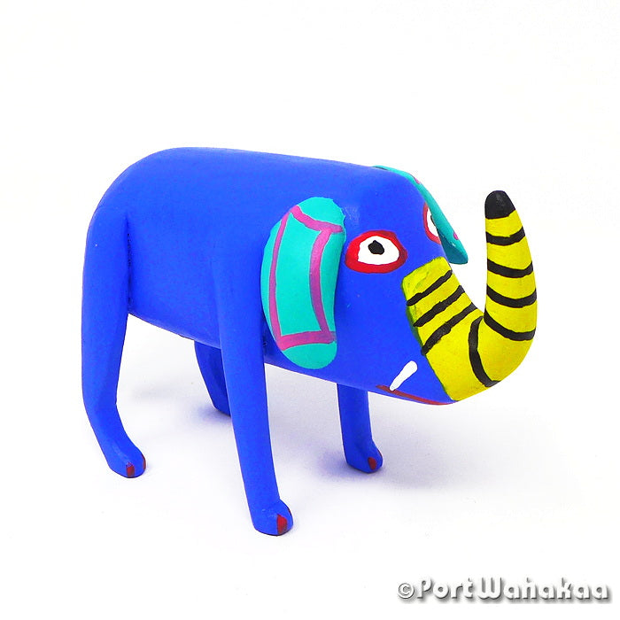Austin Texas Blue Elephant Alebrije Port Wahakaa Oaxaca Carvings Artist - Reynaldo Santiago Carving Small, Elephant, La Union