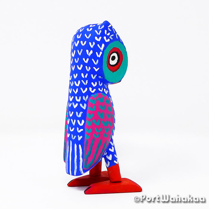 Lupine Blue Owl Austin Texas Alebrije Port Wahakaa For Sale Artist - Reynaldo Santiago Avia, Buho, Carving Small, La Union, Owl