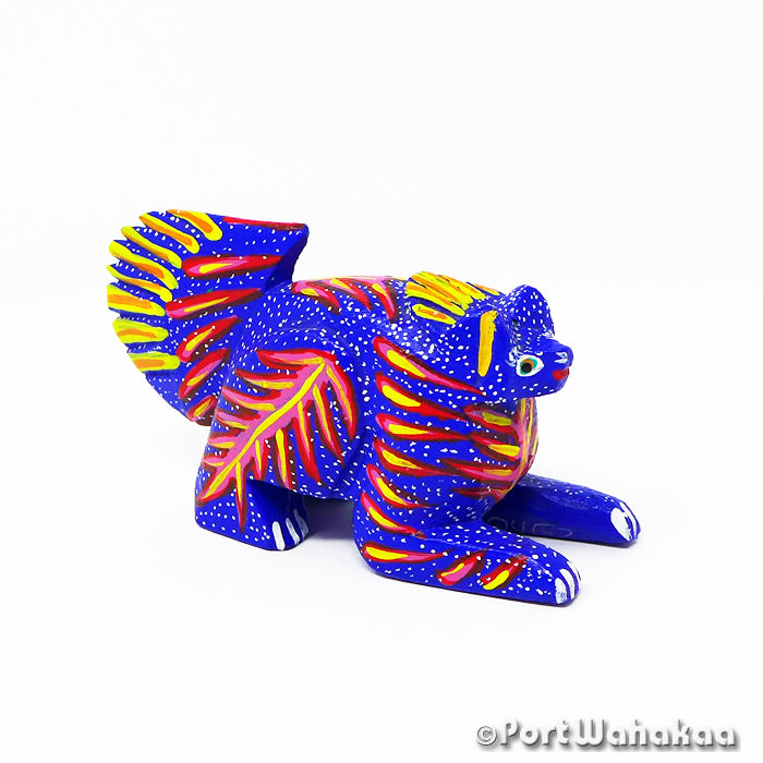 BlueFire Squirrel Austin Copal Texas Oaxacan Wood Carvings for Sale Artist - Vicente Hernandez Carving Small, San Martin Tilcajete