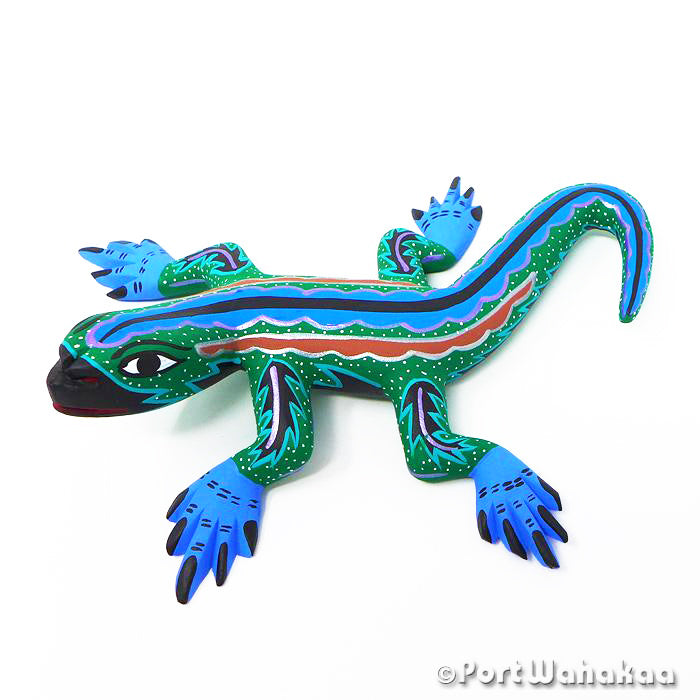 Aqualite Lizard Oaxacan Wood Carvings for Sale Austin Texas Artist - Mauricio Ramirez Arrazola, Carving Small Medium, Iguana, Lizard