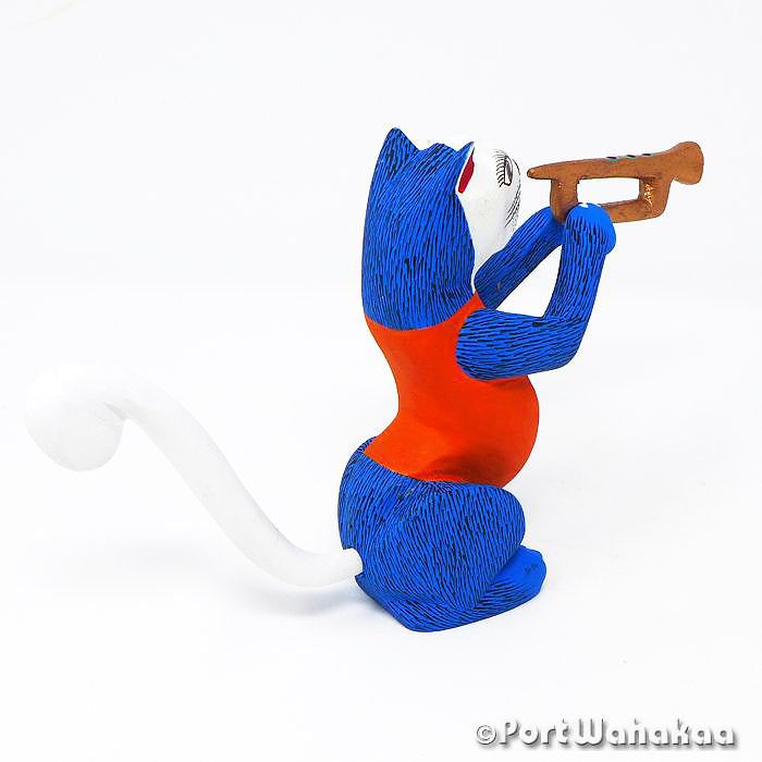 Trumpet Cat Musical Austin Texas Alebrije Oaxaca Carvings Artist - Martin Xuana Cat, Festivo, Gato, Musician