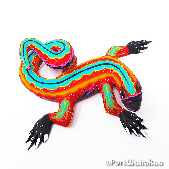 Oscuridad Lizard Copal Alebrije Oaxacan Wood Carvings for Sale Texas Artist - Mauricio Ramirez Arrazola, Carving Medium, Iguana, Lizards