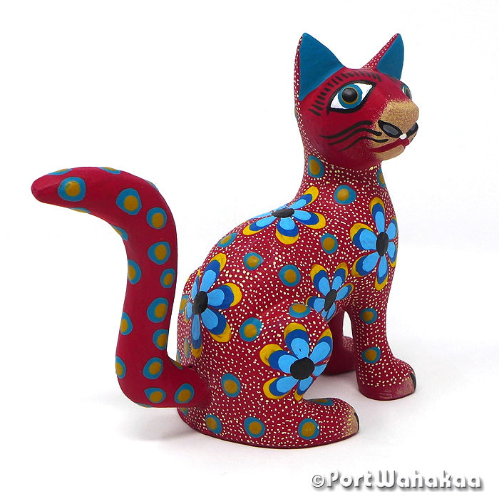 Cordelia Cat Imported Alebrijes For Sale Copal Wood Austin Texas Artist - Jose Olivera & Francisca Melchor Carving Medium, Cat, Gato, San Martin Tilcajete