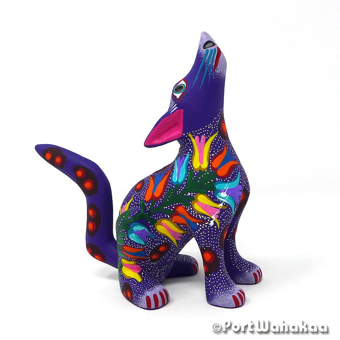 Coyote Zapotec Mixtec Oaxaca Figurines Animal Alebrijes Austin Texas Artist - Jose Olivera & Francisca Melchor Carving Small Medium, Coyote, San Martin Tilcajete