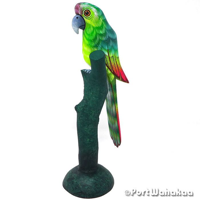 Great Green Macaw Oaxacan Wood Carvings for Sale Austin Texas Artist - David Blas Avia, Bird, Carving Large, Pajaro, Parrot, San Pedro Cajonos