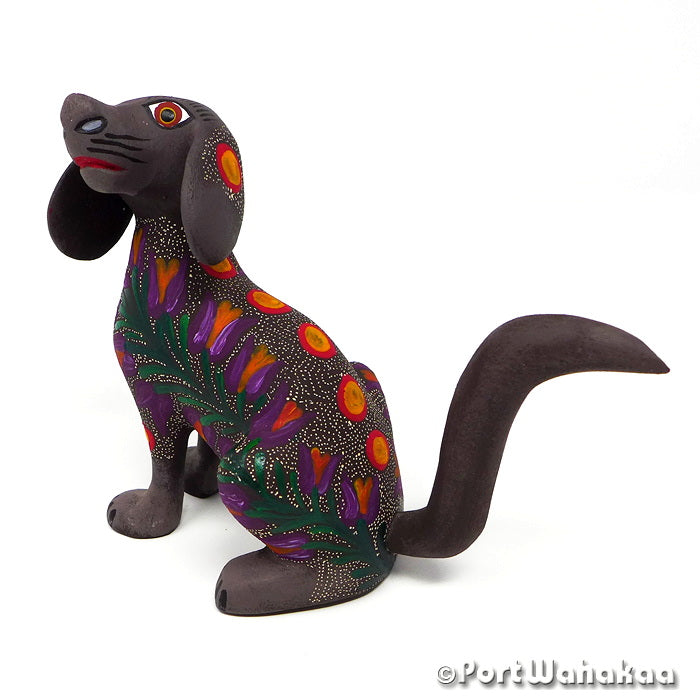 Khaki Dog Copal Wood Alebrije Oaxacan Carvings for Sale Texas Artist - Jose Olivera Carving Small, Dog, Perro, San Martin Tilcajete