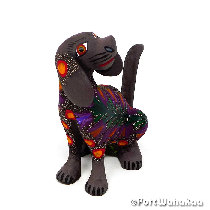 Khaki Dog Copal Wood Alebrije Oaxacan Carvings for Sale Texas Artist - Jose Olivera Carving Small, Dog, Perro, San Martin Tilcajete