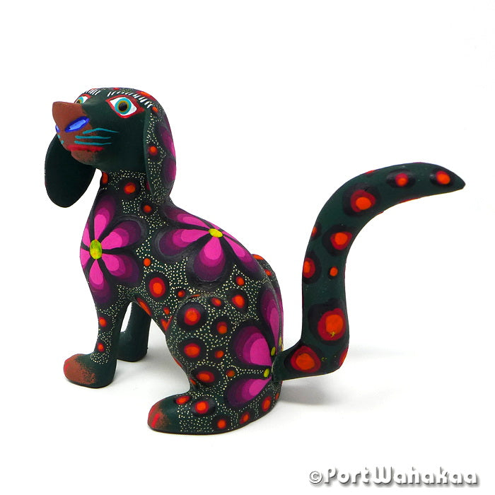 Flower Power Dog Austin Texas Alebrije Artist - Jose Olivera Carving Medium, Perro