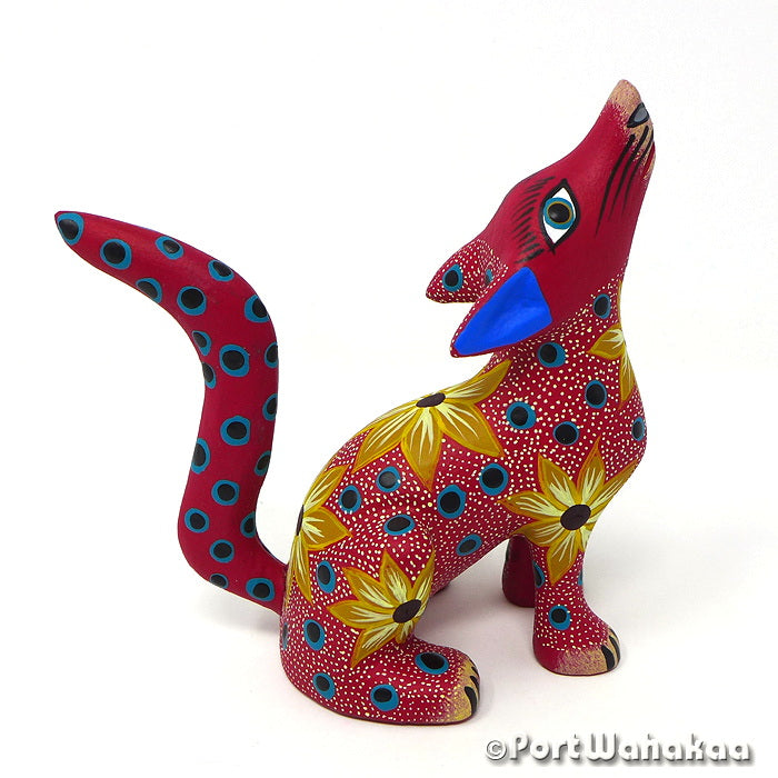 Kaido Coyote Copal Alebrije Oaxacan Wood Carvings for Sale Texas Artist - Jose Olivera & Francisca Melchor Carving Small Medium, Coyote, San Martin Tilcajete