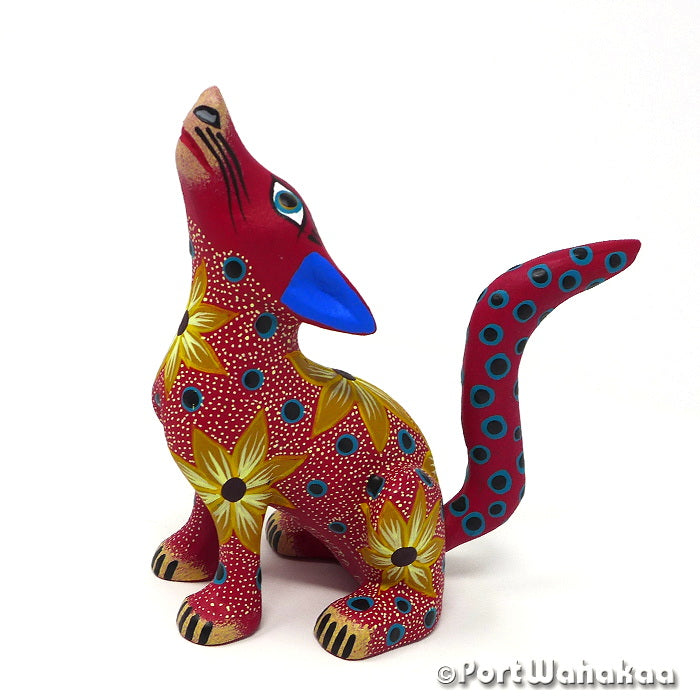 Kaido Coyote Copal Alebrije Oaxacan Wood Carvings for Sale Texas Artist - Jose Olivera & Francisca Melchor Carving Small Medium, Coyote, San Martin Tilcajete