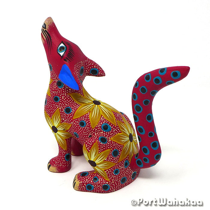 Kaido Coyote Copal Alebrije Oaxacan Wood Carvings for Sale Texas Artist - Jose Olivera & Francisca Melchor Carving Small Medium, Coyote, San Martin Tilcajete