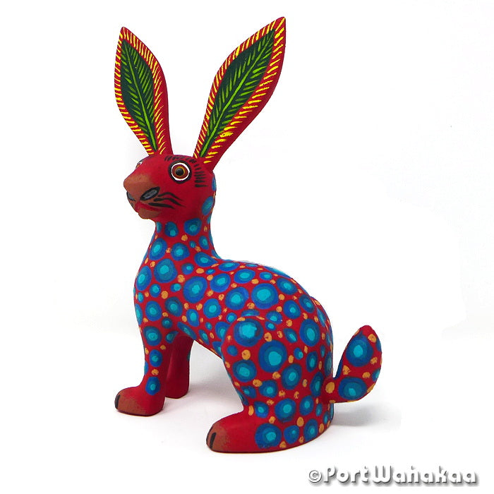 Austin Texas Ruby Rabbit Alebrije Port Wahakaa Artist - Jose Olivera Carving Small, Conejo, Rabbit, San Martin Tilcajete