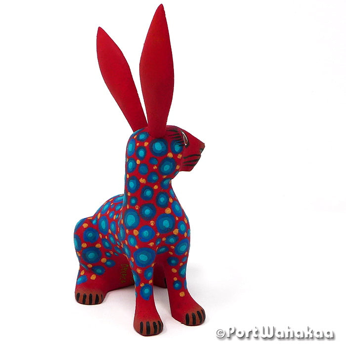 Austin Texas Ruby Rabbit Alebrije Port Wahakaa Artist - Jose Olivera Carving Small, Conejo, Rabbit, San Martin Tilcajete