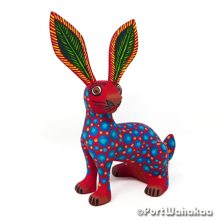 Austin Texas Ruby Rabbit Alebrije Port Wahakaa Artist - Jose Olivera Carving Small, Conejo, Rabbit, San Martin Tilcajete