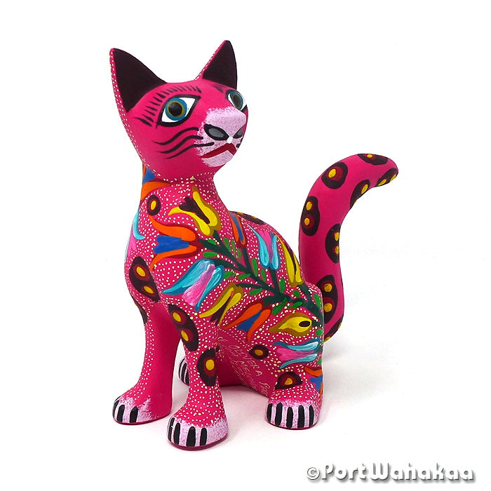 Lirios Cat Alebrijes For Sale Copal Wood Austin Texas Artist - Jose Olivera & Francisca Melchor Carving Medium, Cat, Gato, San Martin Tilcajete