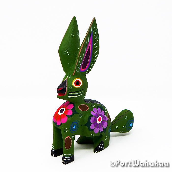 Llano Rabbit Oaxacan Wood Carvings for Sale Austin Texas Artist - Roberta Angeles Carving Small, Conejo, Rabbit, San Martin Tilcajete