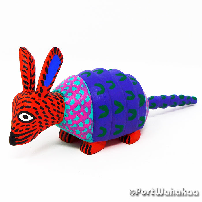 Habanero Armadillo Copal Wood Alebrije Oaxacan Carvings for Sale Texas Artist - Reynaldo Santiago Armadillo, Carving Small, La Union