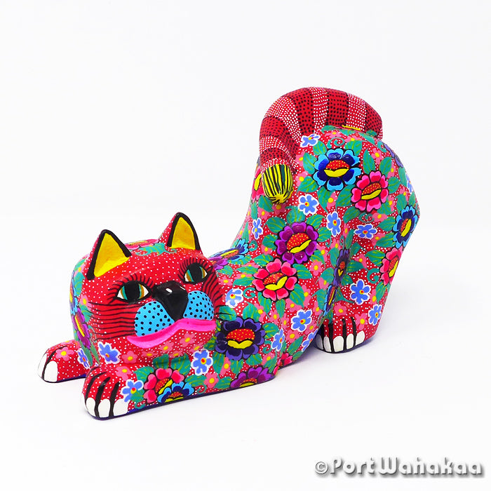 Cheshire Cat Oaxaca Mexico Alebrijes for Sale Austin TX Port Wahakaa Artist - Maria Jimenez Ojeda Carving Medium, Cat, Gato, Jimenez Ojeda, San Martin Tilcajete