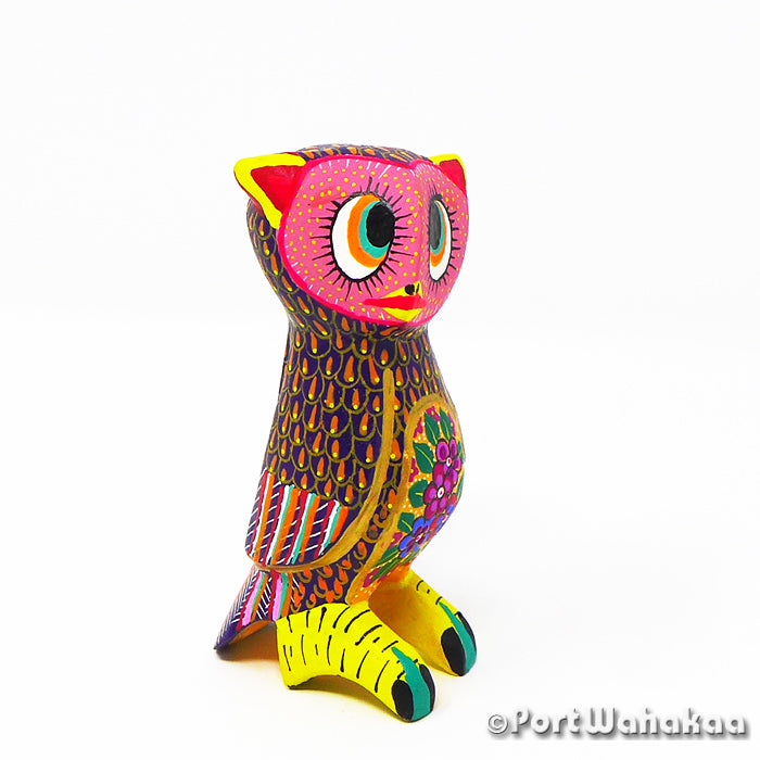 Maria Jimenez Ojeda Pink Owl Austin Texas Alebrije Port Wahakaa Artist - Maria Jimenez Ojeda Avia, Buho, Carving Small, Owl, San Martin Tilcajete