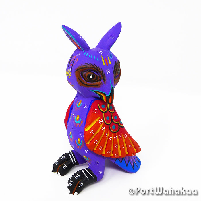 Long Horned Owl Austin Texas Alebrije Port Wahakaa Artist - Roberta Angeles Buho, Carving Small, Owl, San Martin Tilcajete