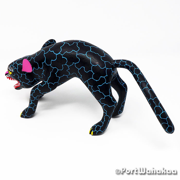 Nocturnal Panther Austin Texas Alebrije Port Wahakaa Artist - Javier Blas Carving Medium Large, Jaguar, Panthera, Puma, San Pedro Cajonos