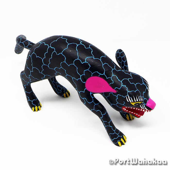 Nocturnal Panther Austin Texas Alebrije Port Wahakaa Artist - Javier Blas Carving Medium Large, Jaguar, Panthera, Puma, San Pedro Cajonos