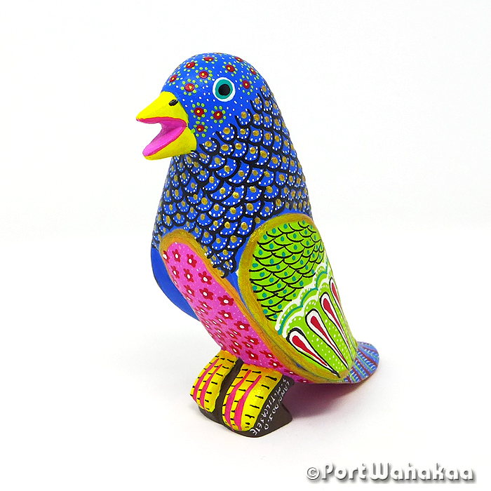 Indigo Bluebird Copal Wood Alebrije Oaxacan Carvings for Sale Texas Artist - Candido Jimenez Avia, Bird, Carving Small, Pajaro, San Martin Tilcajete