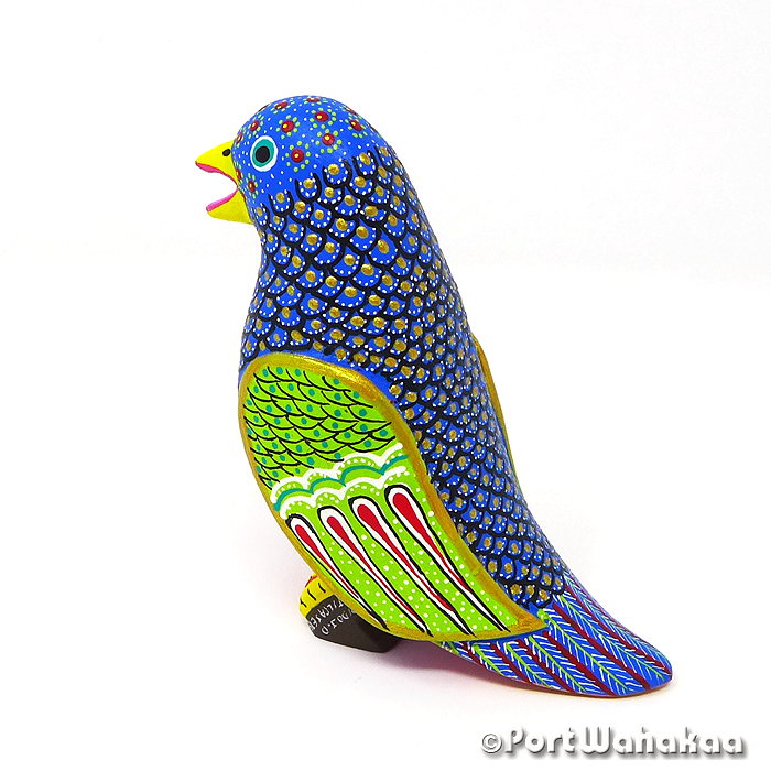 Indigo Bluebird Copal Wood Alebrije Oaxacan Carvings for Sale Texas Artist - Candido Jimenez Avia, Bird, Carving Small, Pajaro, San Martin Tilcajete