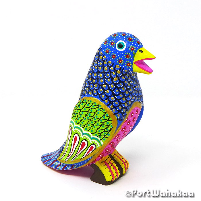 Indigo Bluebird Copal Wood Alebrije Oaxacan Carvings for Sale Texas Artist - Candido Jimenez Avia, Bird, Carving Small, Pajaro, San Martin Tilcajete