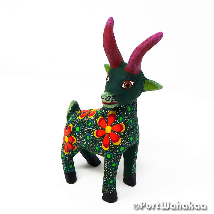 Earthy Goat Austin Texas Oaxacan Wood Carvings for Sale Artist - Jose Olivera Cabra, Carving Small, Goat, San Martin Tilcajete