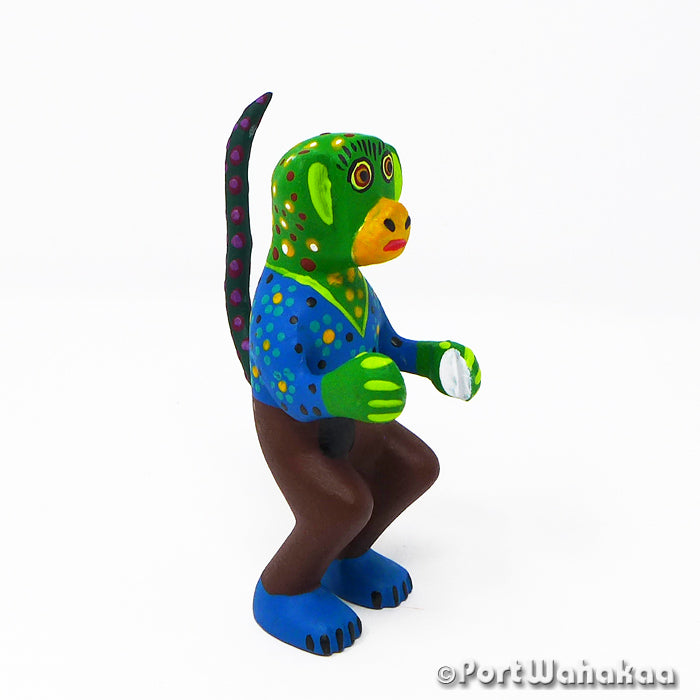 Green Monkey Folk Art Oaxacan Carvings for Sale Austin Texas Artist - Jose Olivera Carving Small, Chango, Monkey