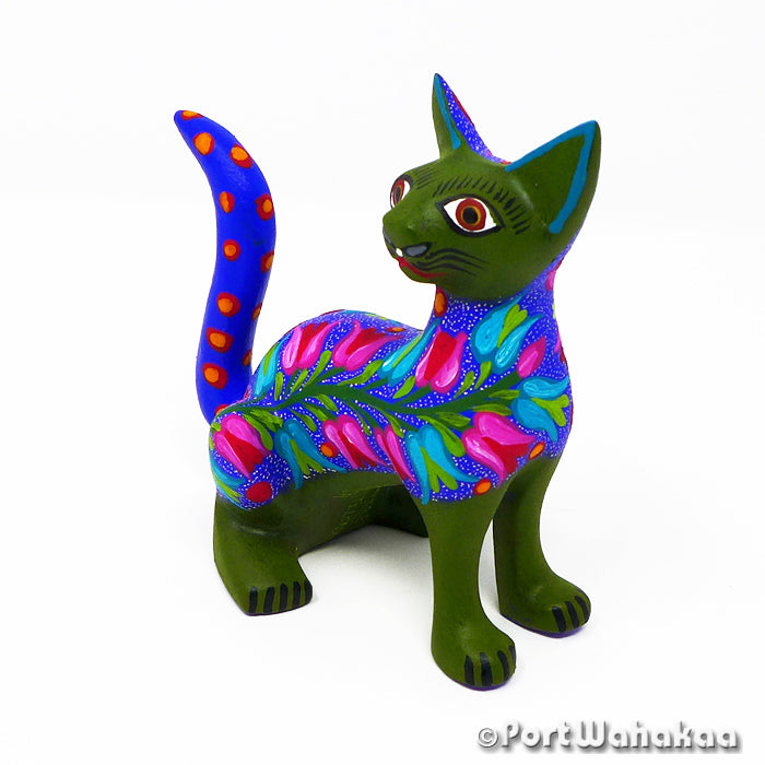 Xanadu Cat Port Wahakaa Animalito Alebrije Austin Texas Folk Art Artist - Jose Olivera Carving Small, Cat, Gato, San Martin Tilcajete