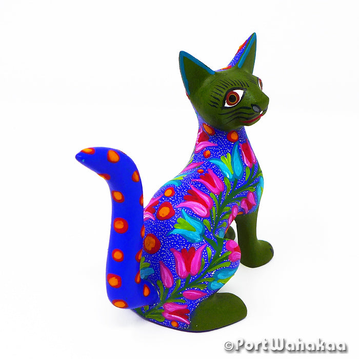 Xanadu Cat Port Wahakaa Animalito Alebrije Austin Texas Folk Art Artist - Jose Olivera Carving Small, Cat, Gato, San Martin Tilcajete