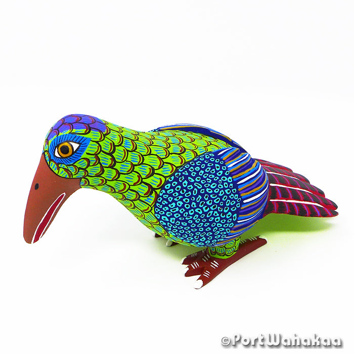 Lush Lime Songbird Folk Art Oaxacan Wood Carving for Sale Austin Texas Artist - Lauro Ramirez & Griselda Morales Arrazola, Aves, Avia, Bird, Carving Small, Pajaro