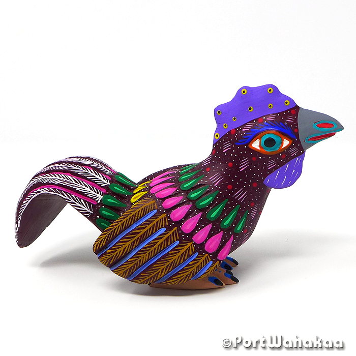 Edilberto Cortez Gallo Copal Alebrije Oaxacan Carvings for Sale Texas Artist - Edilberto Cortez Arrazola, Carving Medium Large, Chicken, Cockerel, Gallo, Pollo, Rooster