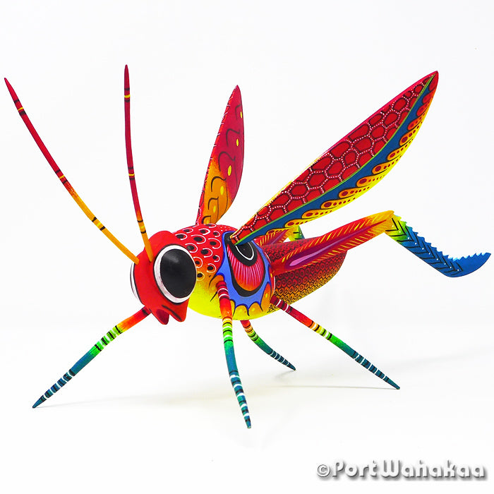 Sunfire Grasshopper Austin Texas Alebrije Port Wahakaa Artist - Rogelio Blas Carving Large, Chapulina, Cricket, Grasshopper, San Pedro Cajonos