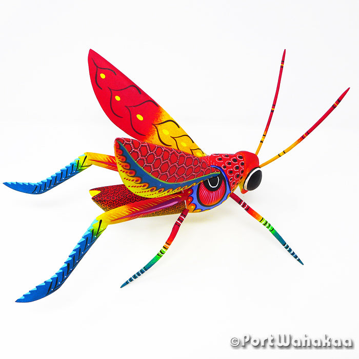 Sunfire Grasshopper Austin Texas Alebrije Port Wahakaa Artist - Rogelio Blas Carving Large, Chapulina, Cricket, Grasshopper, San Pedro Cajonos
