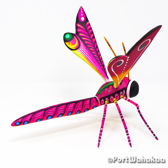Austin Texas Pink Dragonfly Alebrije Port Wahakaa Artist - Rogelio Blas Carving Medium Large, Dragonfly, Insect, San Pedro Cajonos