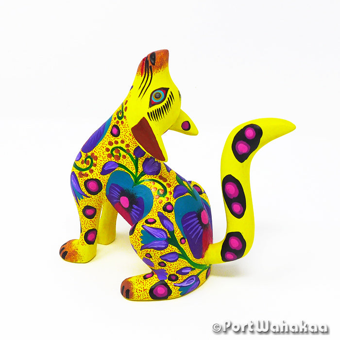 Coreopsis Coyote Copal Wood Oaxacan Alebrije for Sale Austin Texas Artist - Jose Olivera Carving Small, Coyote, Lobo, Perro, San Martin Tilcajete