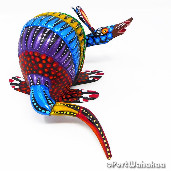 Blue Neck Armadillo Copal Wood Alebrije Oaxacan Carving for Sale Texas Artist - Zeny Fuentes Armadillo, Carving Small, San Martin Tilcajete