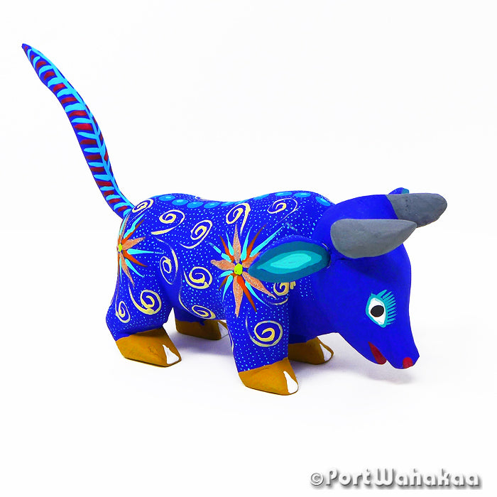 Blue Bull Cow Alebrijes Austin Texas Oaxaca Copal Artist - Fabrijes Family Bull, Carving Medium, San Martin Tilcajete, Toro