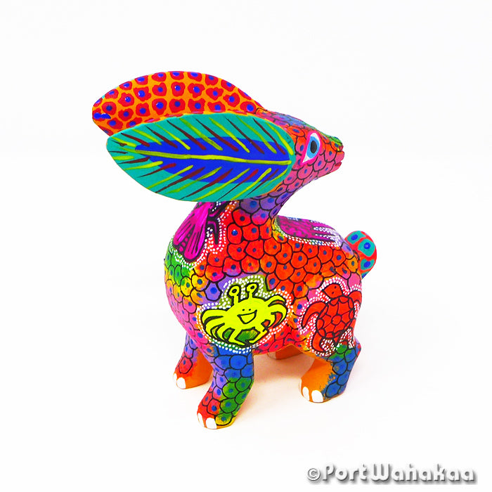 Oaxacan Wood Carvings for Sale Texas Bargello Rabbit Sculpture Artist - Fabian Hernandez Carving Small, Rabbit, San Martin Tilcajete