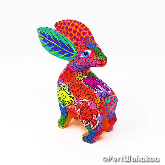 Oaxacan Wood Carvings for Sale Texas Bargello Rabbit Sculpture Artist - Fabian Hernandez Carving Small, Rabbit, San Martin Tilcajete