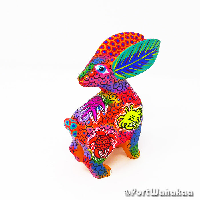 Oaxacan Wood Carvings for Sale Texas Bargello Rabbit Sculpture Artist - Fabian Hernandez Carving Small, Rabbit, San Martin Tilcajete