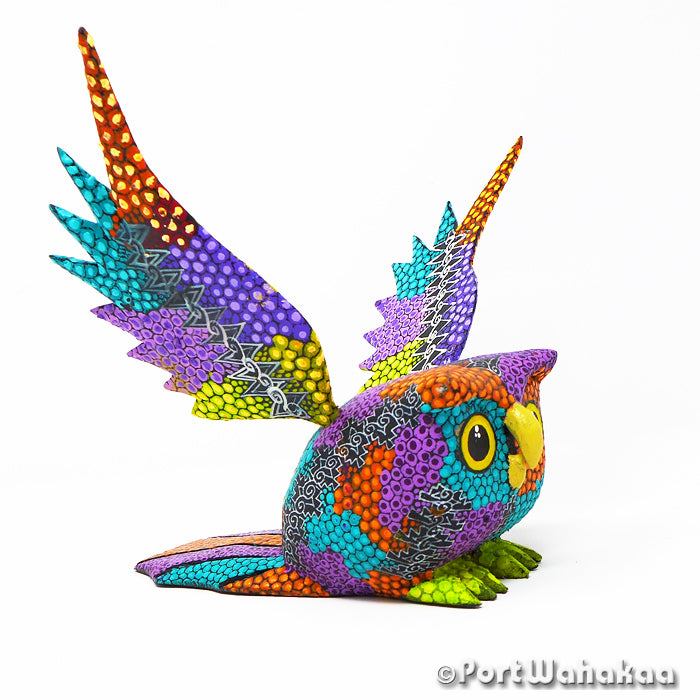 Diviner Owl Austin Texas Oaxacan Wood Carvings for Sale Artist - Tribus Mixes Avia, Bird, Buho, Carving Medium, Oaxaca City, Owl, Pajaro