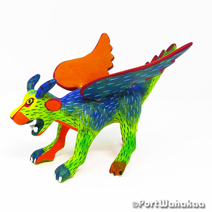 Grimalkin Drake Copal Alebrije Oaxacan Wood Carvings for Sale Texas Artist - Inocencio Vasquez Carving Medium, Dragon, Panthera, San Martin Tilcajete