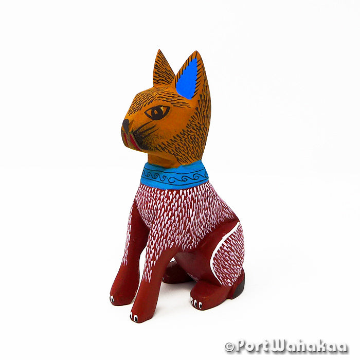 Maroon Watchdog Oaxacan Wood Carvings for Sale Austin Texas Artist - Martin Xuana Carving Small Medium, Dog, Perro, San Martin Tilcajete