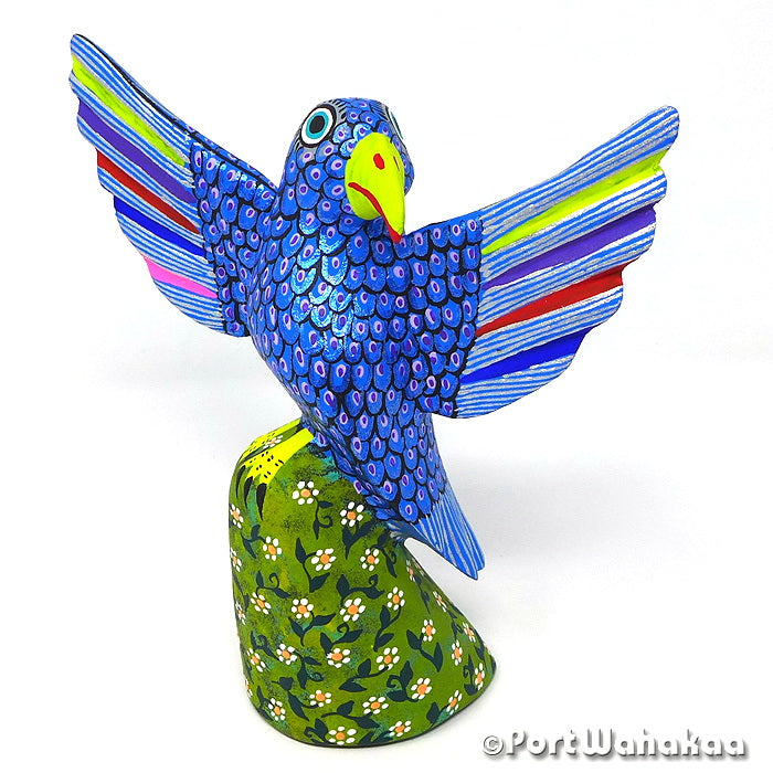 Shimmering Sky Jay Oaxacan Wood Carved Figurines for Sale Austin Texas Artist - Yesenia Silvia Hernandez Arrazola, Avia, Bird, Carving Medium, Pajaro