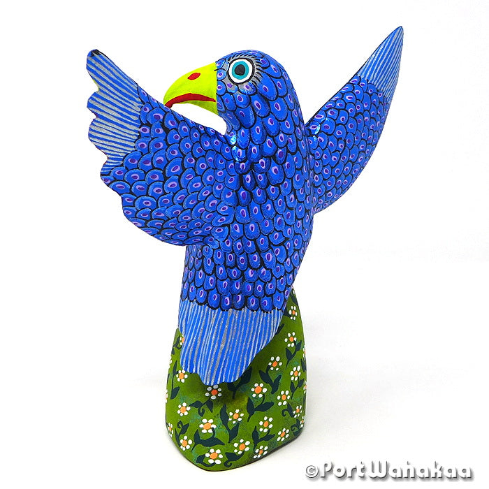 Shimmering Sky Jay Oaxacan Wood Carved Figurines for Sale Austin Texas Artist - Yesenia Silvia Hernandez Arrazola, Avia, Bird, Carving Medium, Pajaro