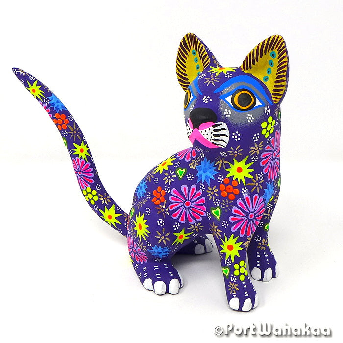 Fulgurante Cat Imported Alebrijes For Sale Copal Wood Texas Artist - Yesenia Silvia Hernandez